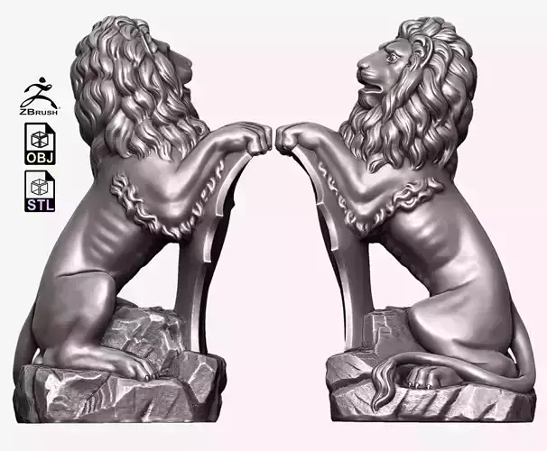 Lion Sculpture for 3D print and CNC carving