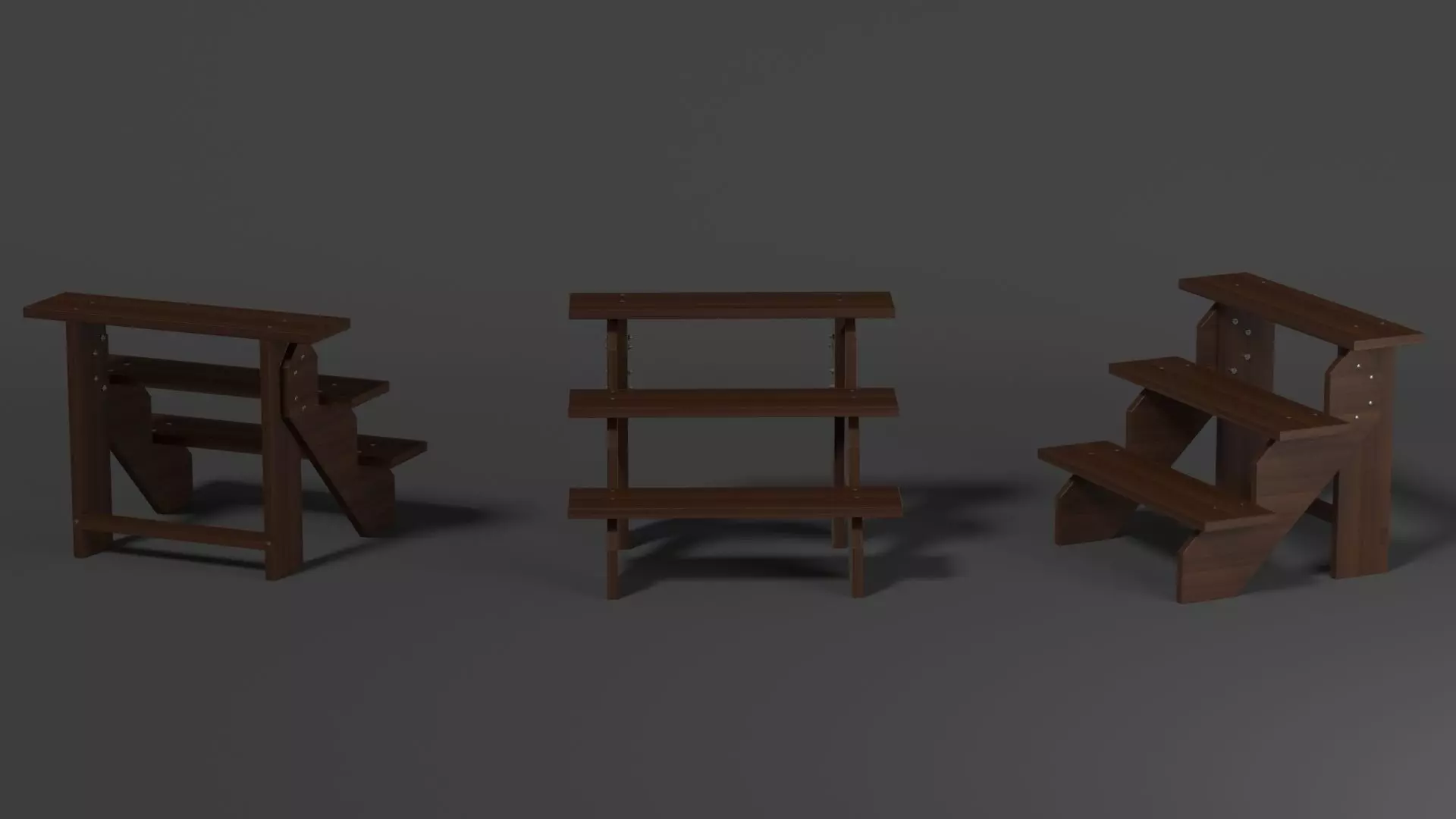 3 tier Flower pot rack 3D model_0