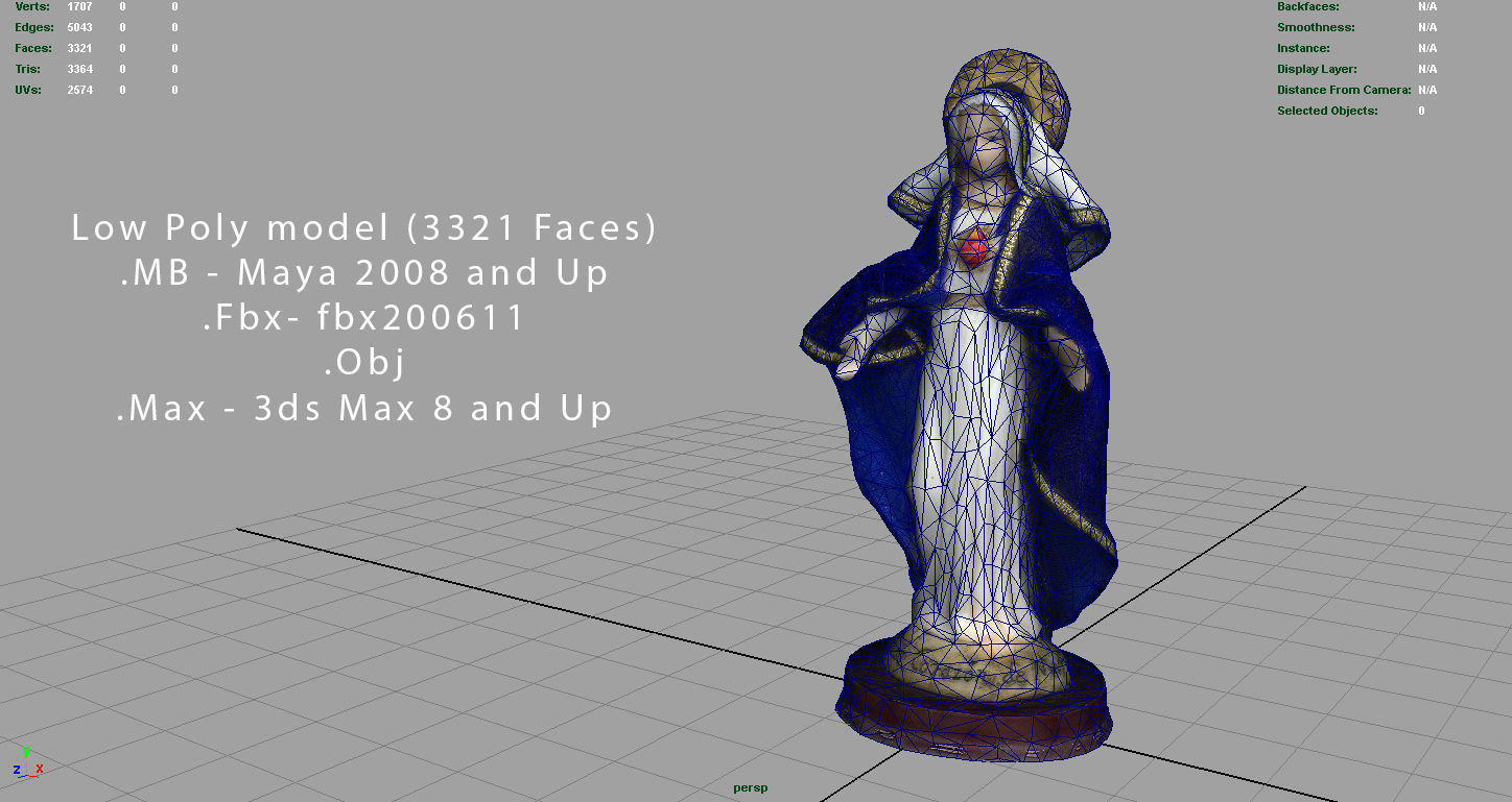 Sacred heart of Maria Low-poly 3D model_10