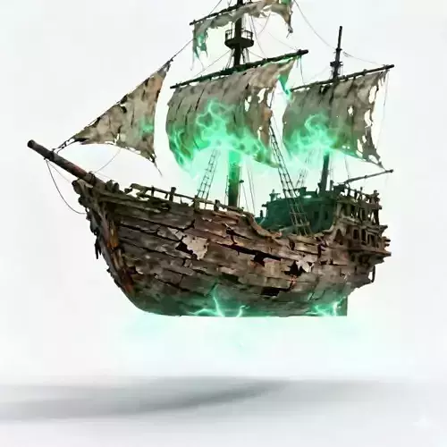 Spectral Flying Ghost Ship 3D Model