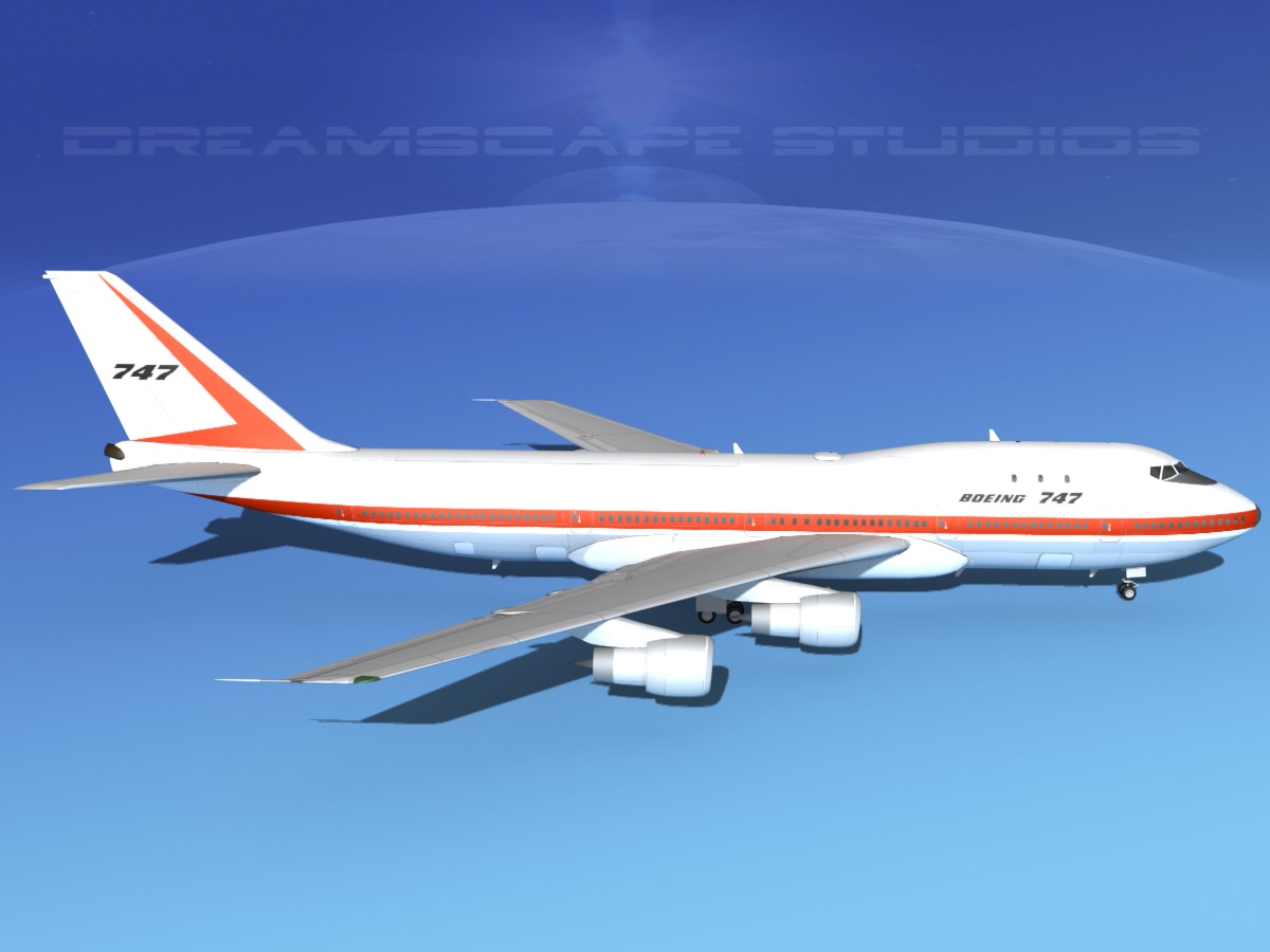 747-100 Jumbo Jet Boeing Aircraft 3D model_4