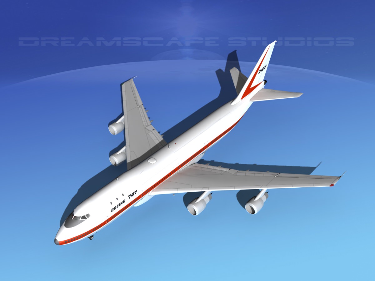  747-100 Jumbo Jet Boeing Aircraft 3D model_10