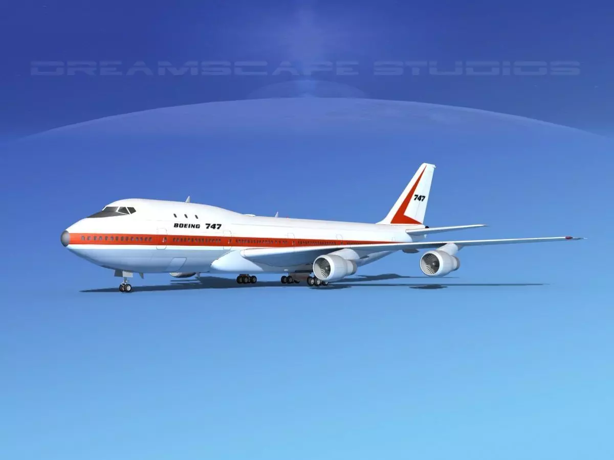  747-100 Jumbo Jet Boeing Aircraft 3D model_0