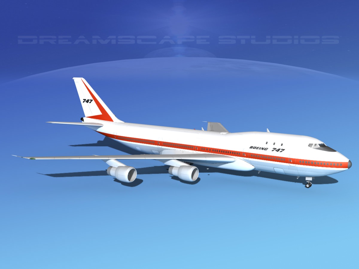  747-100 Jumbo Jet Boeing Aircraft 3D model_3