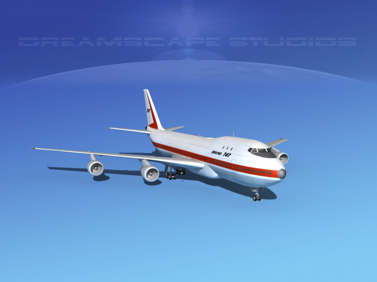  747-100 Jumbo Jet Boeing Aircraft 3D model_2