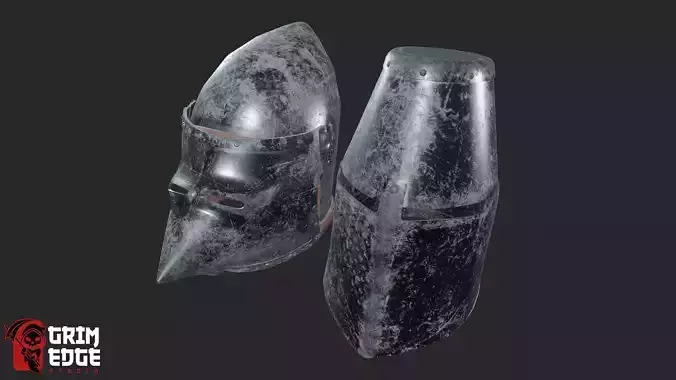 Knight Medieval Helmet Pack Low-poly 3D model