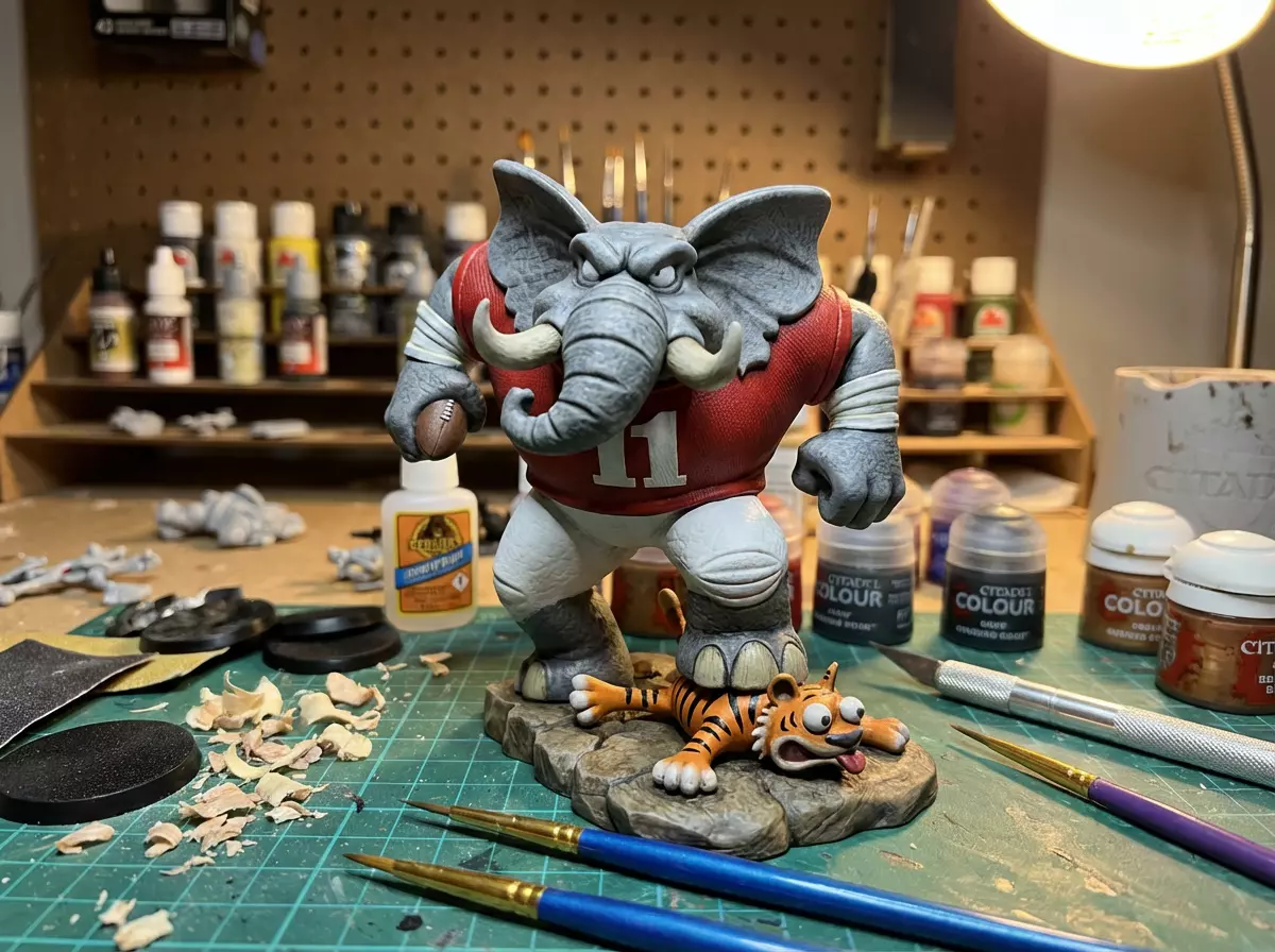 Alabama Elephant Victory Pose Over Flattened Tiger 3D print model