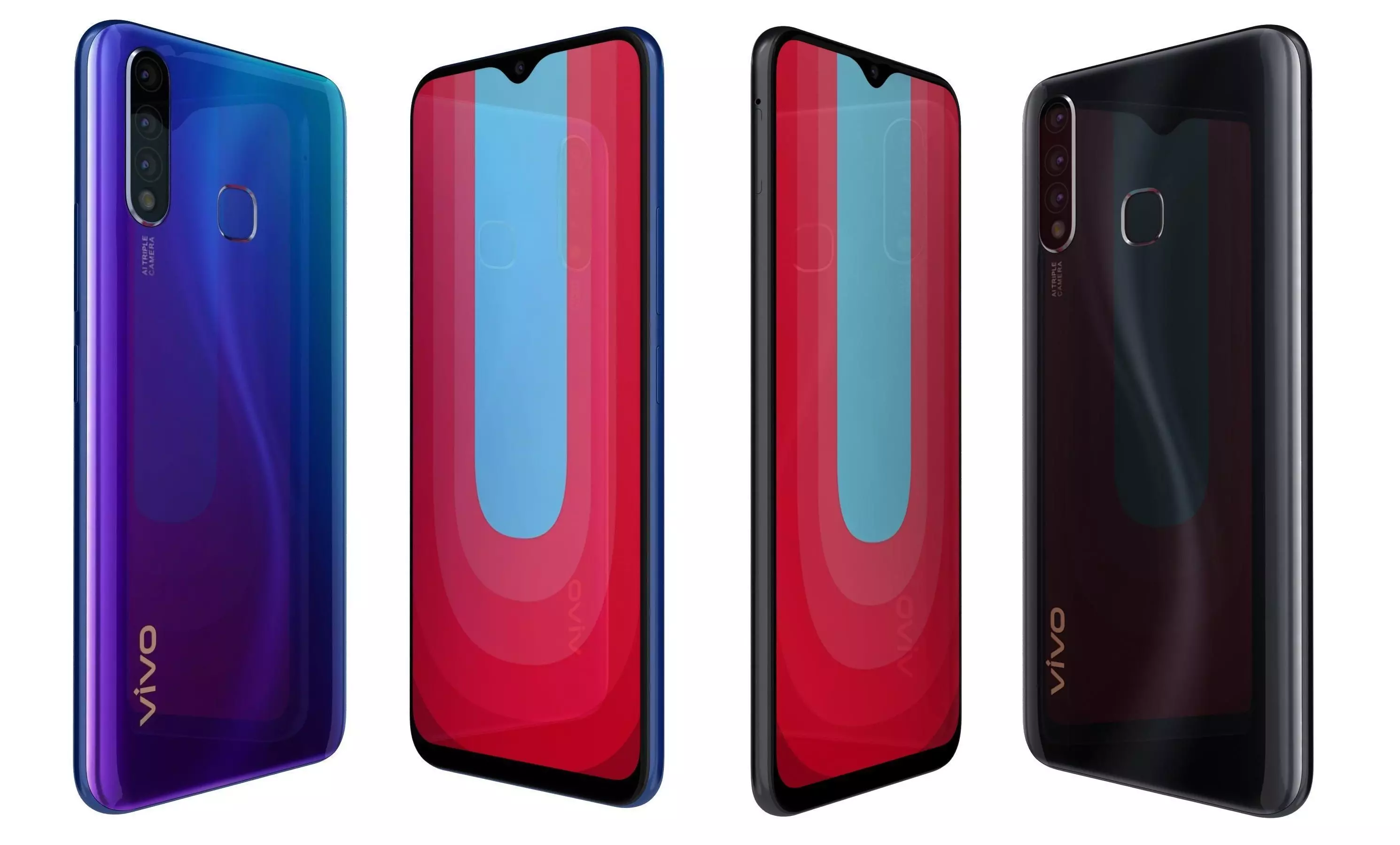 Vivo u 20 Blaze Blue And Racing Black High Poly 3D model