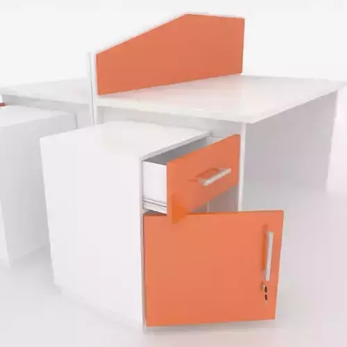 Modern office desk workstation with divider 3D model