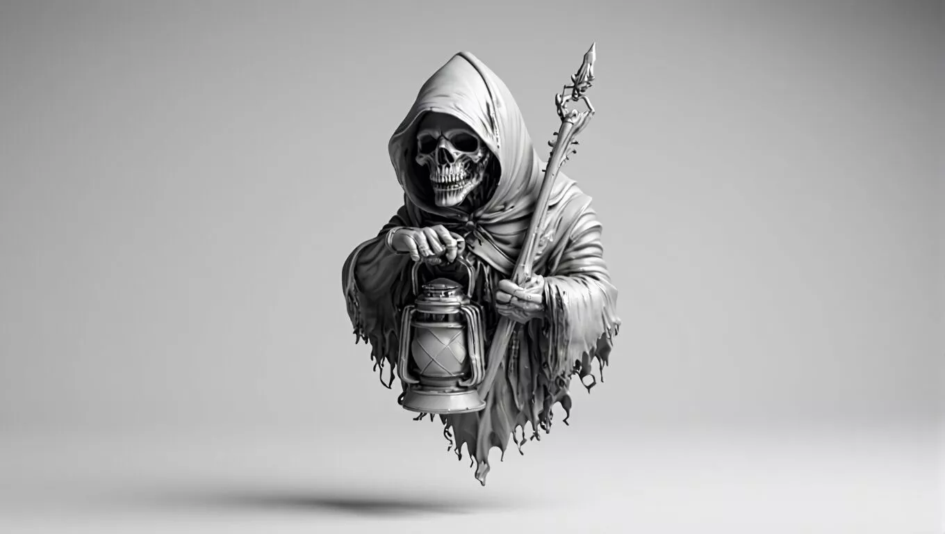 Grim Reaper with Lantern 3D Model for Jewelry Pendant Design 3D print model