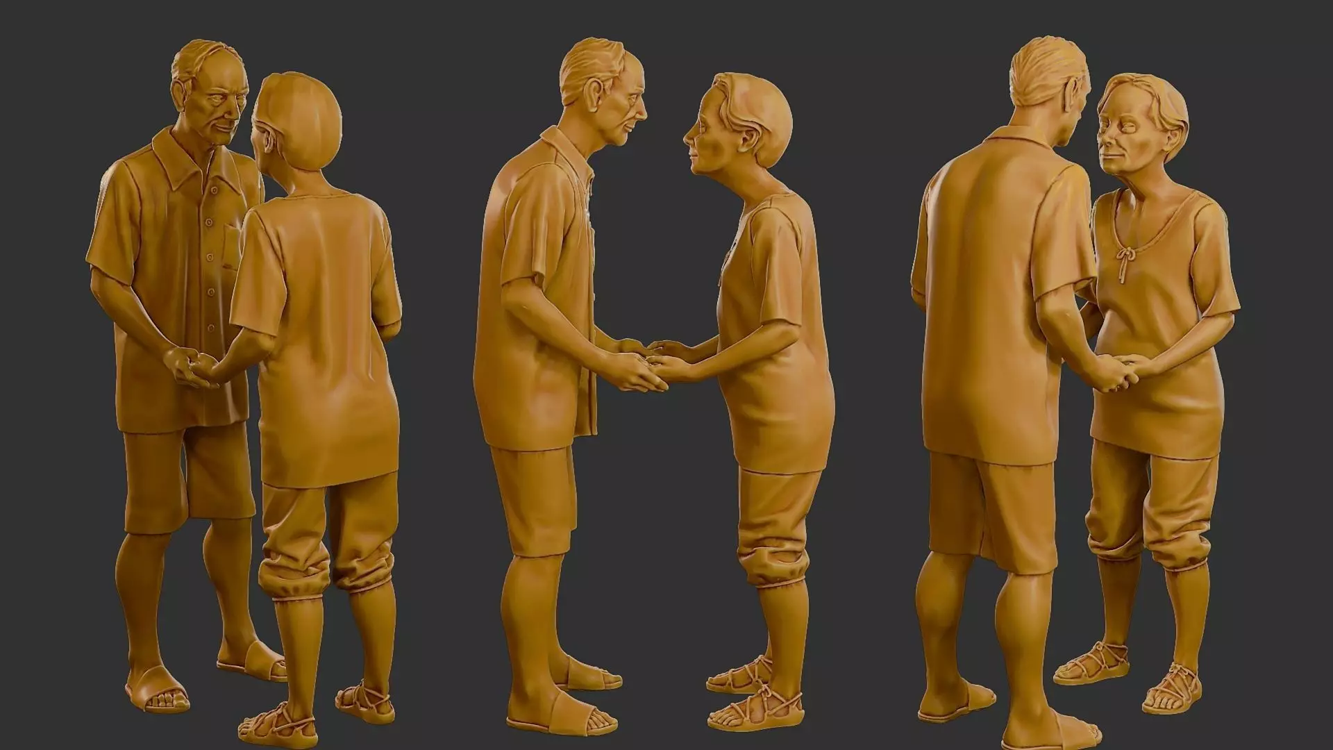 Casual elderly couple CEC1 002 3D print model