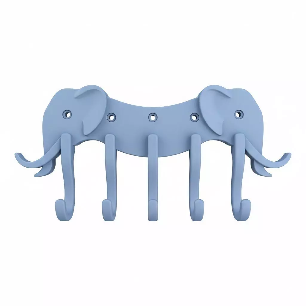 Two Elephants Double Sided Hooks 3D Model 3D print model