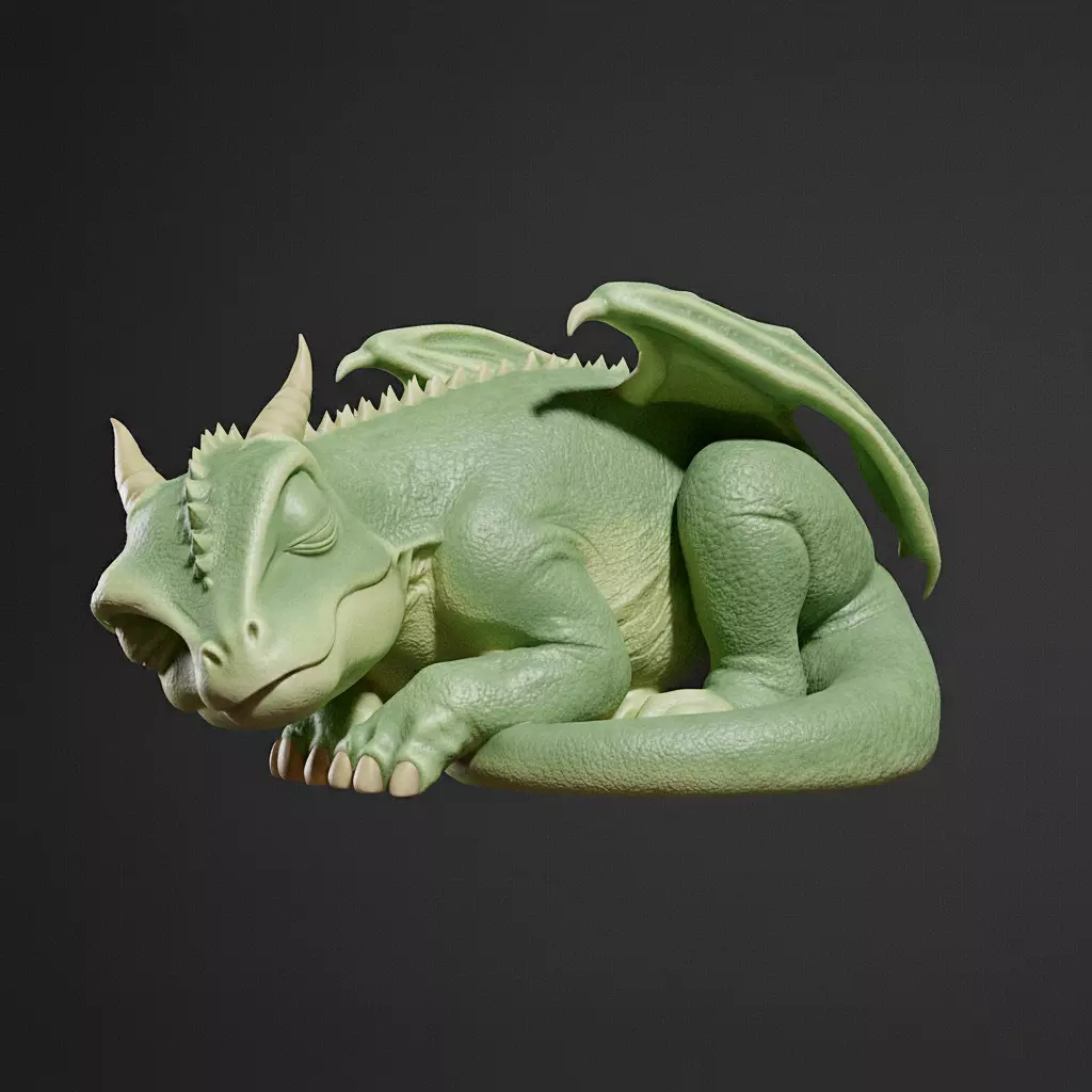Sleeping Cute Baby Dragon 3D print model