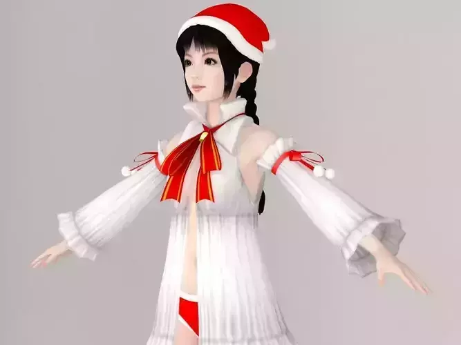  T pose nonrigged model of  Kumiko in Christmas costume 3D model