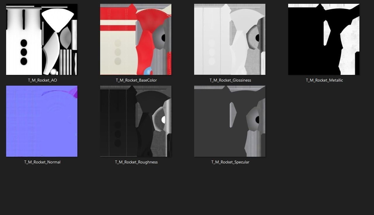 Cartoon Rocket PBR Low-poly 3D model_6