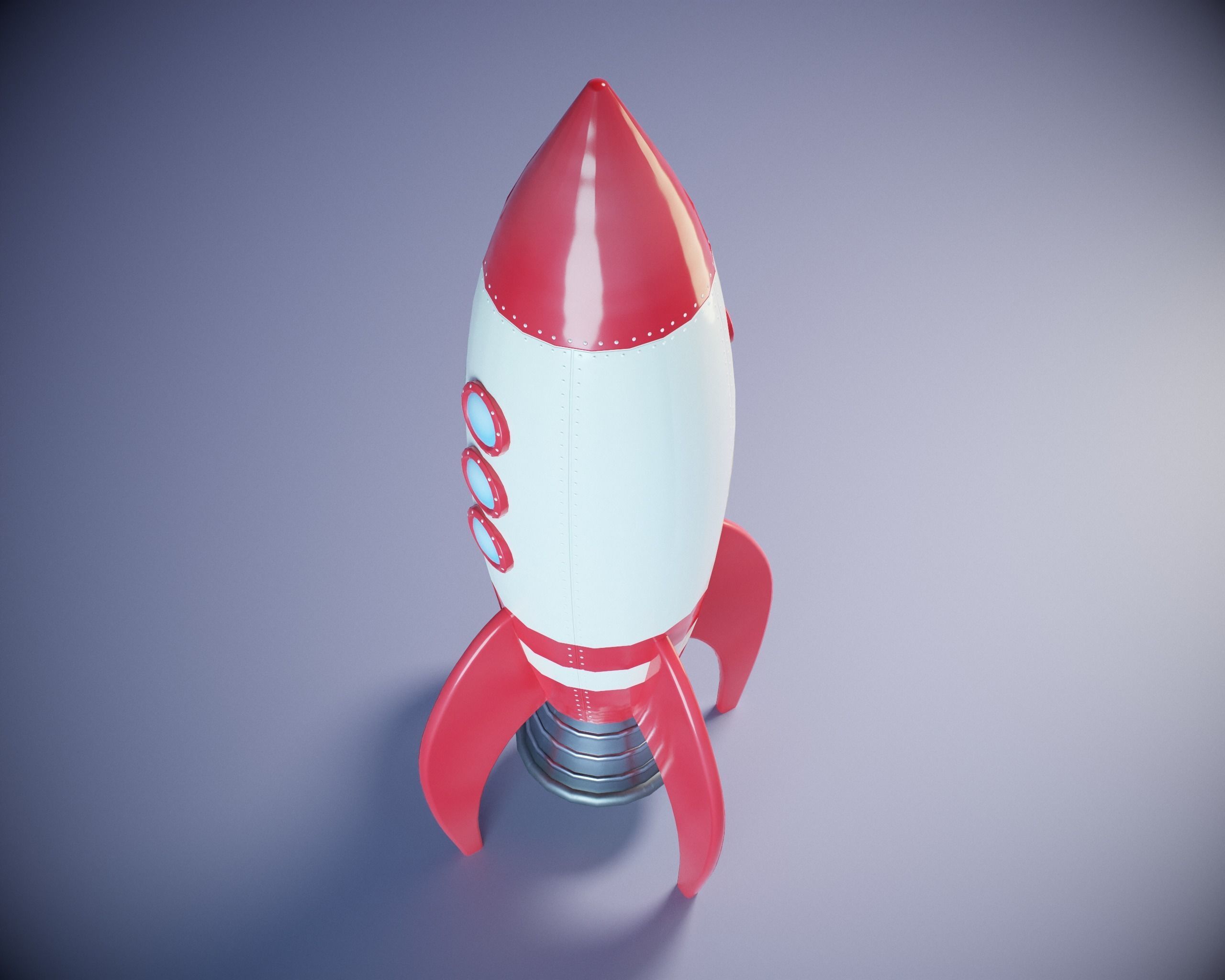Cartoon Rocket PBR Low-poly 3D model_1