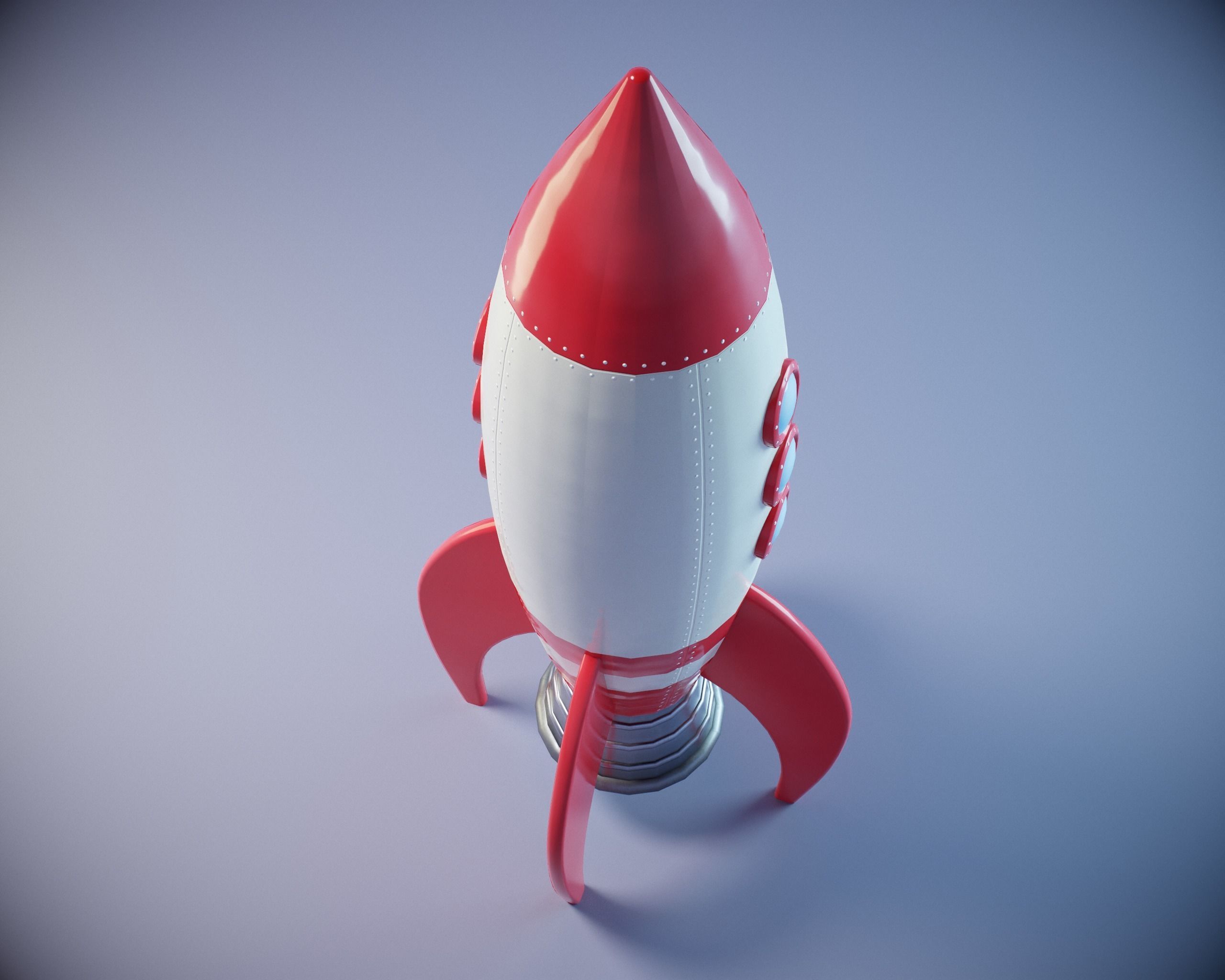 Cartoon Rocket PBR Low-poly 3D model_3