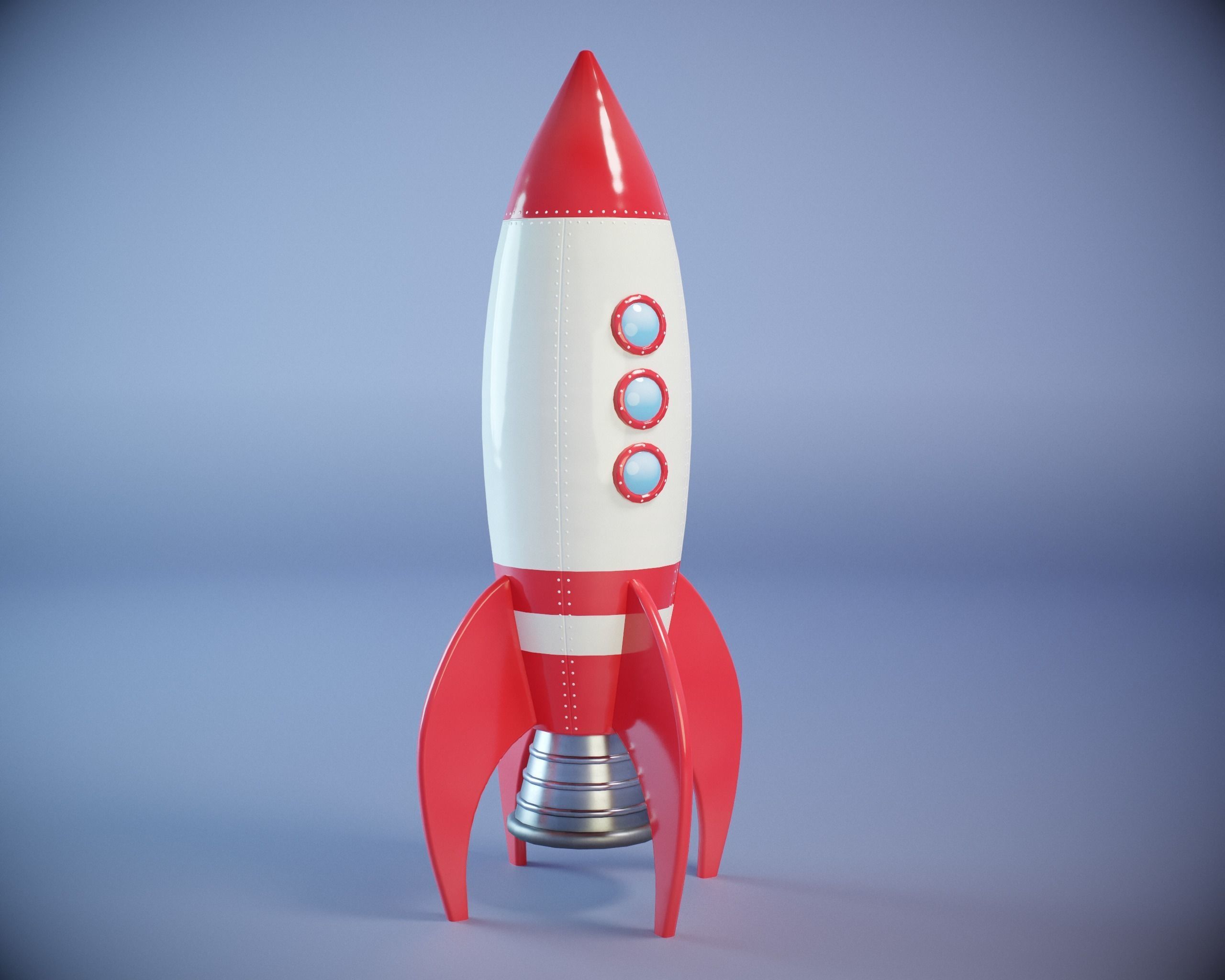 Cartoon Rocket PBR Low-poly 3D model_2