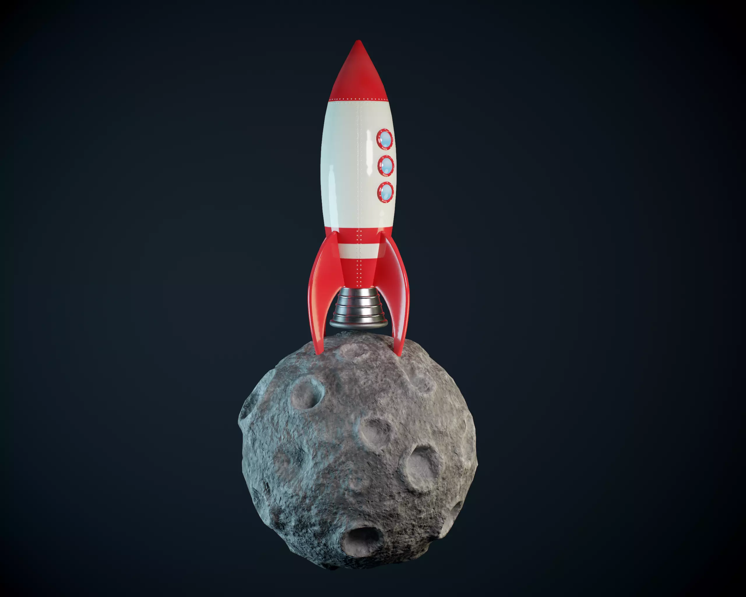 Rocket on the moon PBR Low-poly 3D model_0