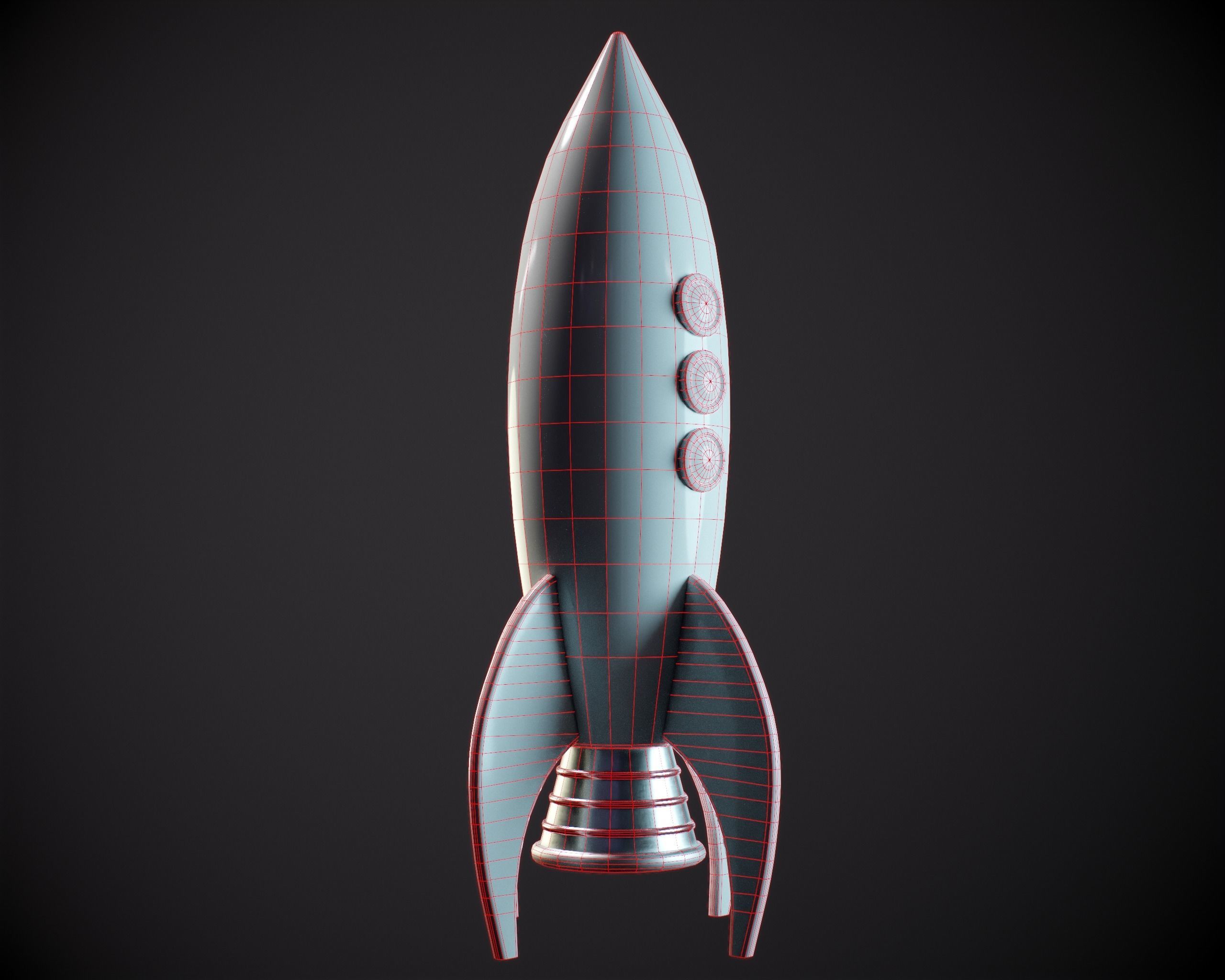 Rocket on the moon PBR Low-poly 3D model_3