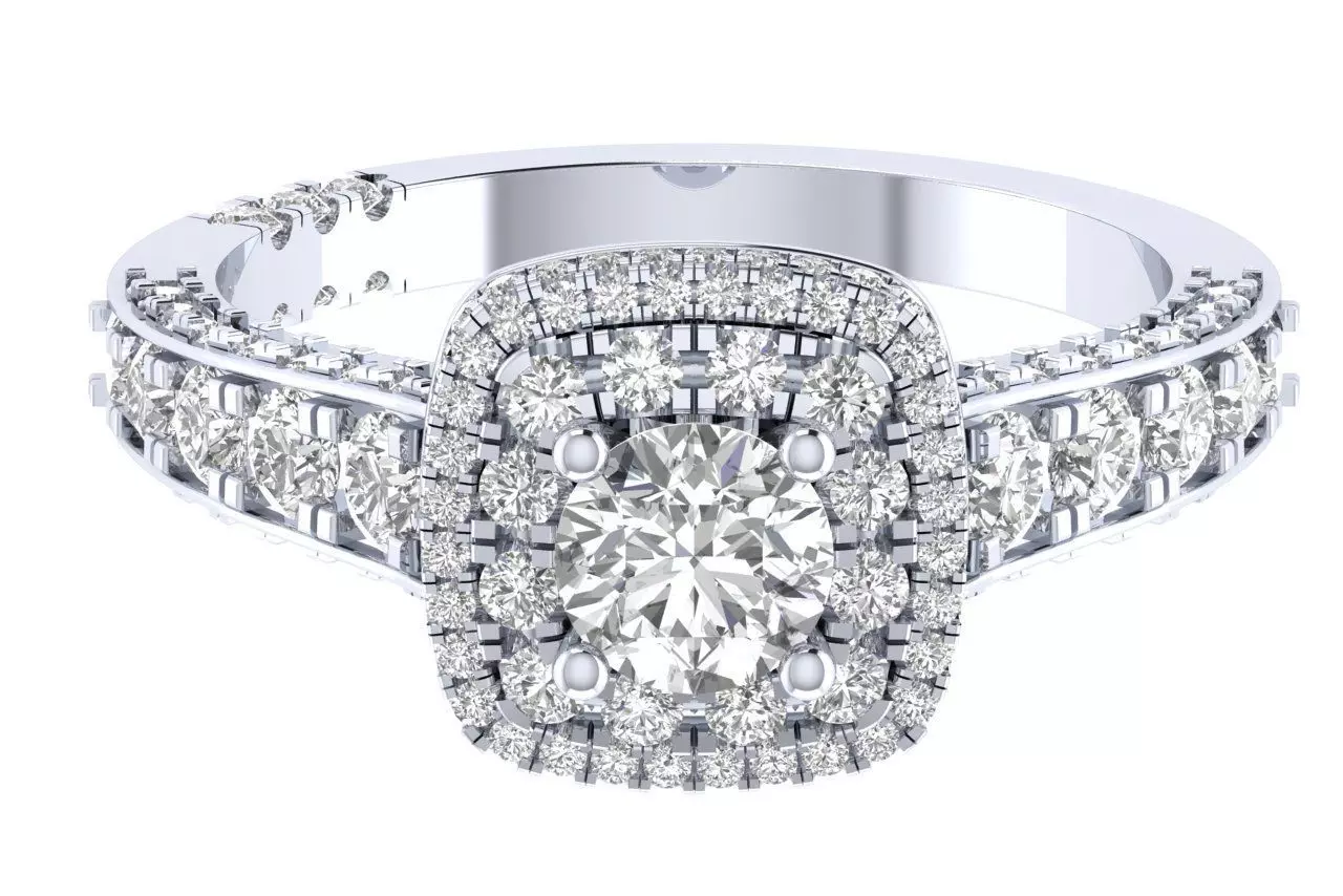 Round Halo Engagement Ring 3D print model