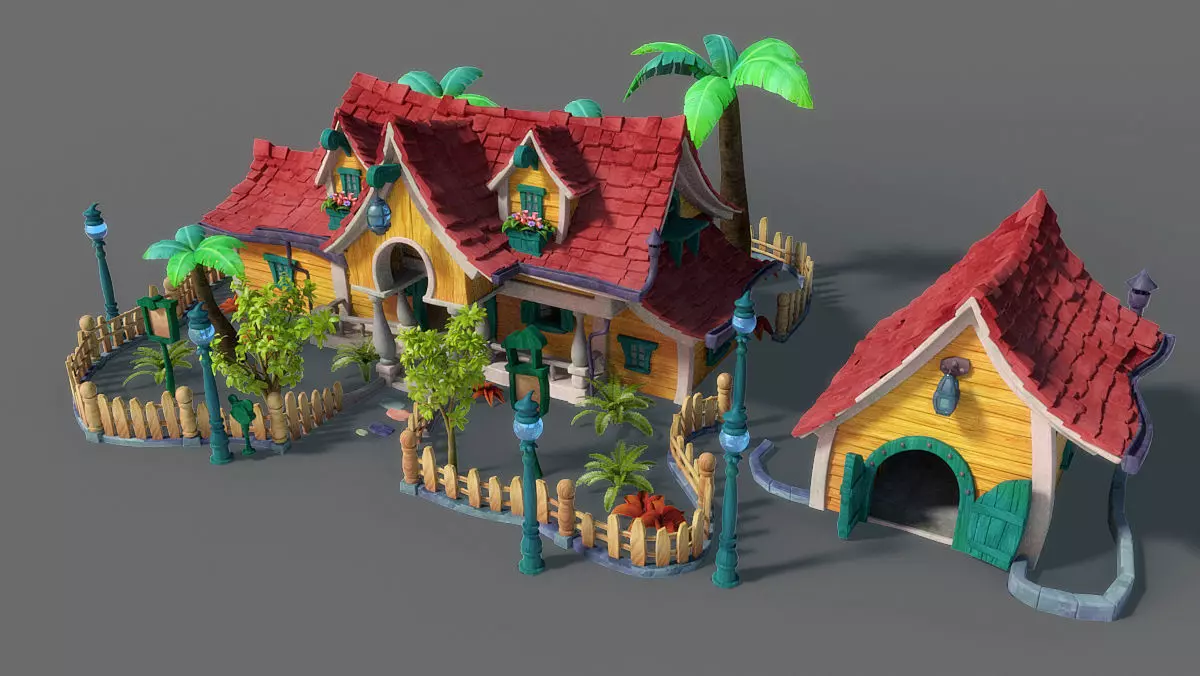 Cartoon House 3D model_0