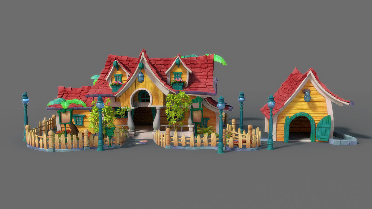 Cartoon House 3D model_2
