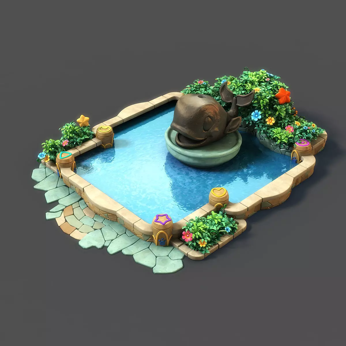 Cartoon Fountain 3D model