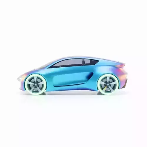 Iridescent Next-Gen Electric Concept Car Low-poly 3D model 4