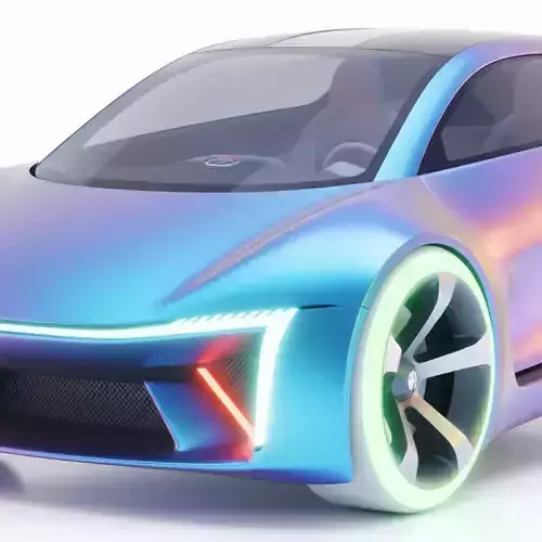 Iridescent Next-Gen Electric Concept Car Low-poly 3D model 5
