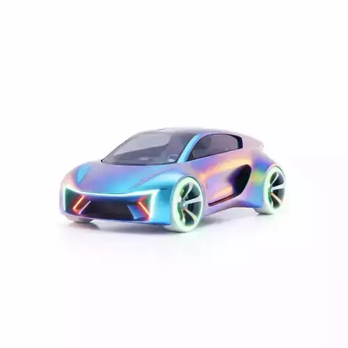 Iridescent Next-Gen Electric Concept Car Low-poly 3D model 6