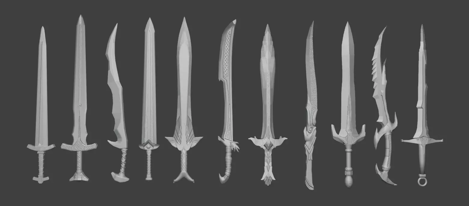 All basevswords ZESSvskyrim pack Free 3D print model