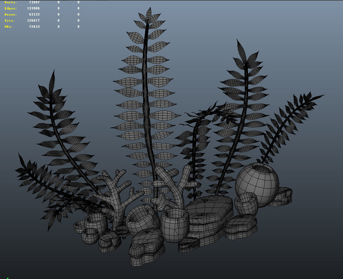 Cartoon Seaweed Set 3D model_2