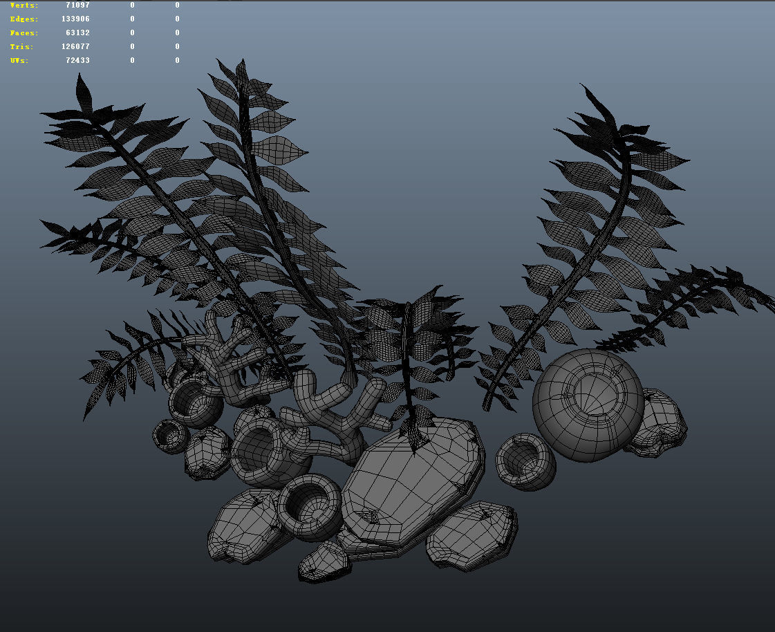 Cartoon Seaweed Set 3D model_4