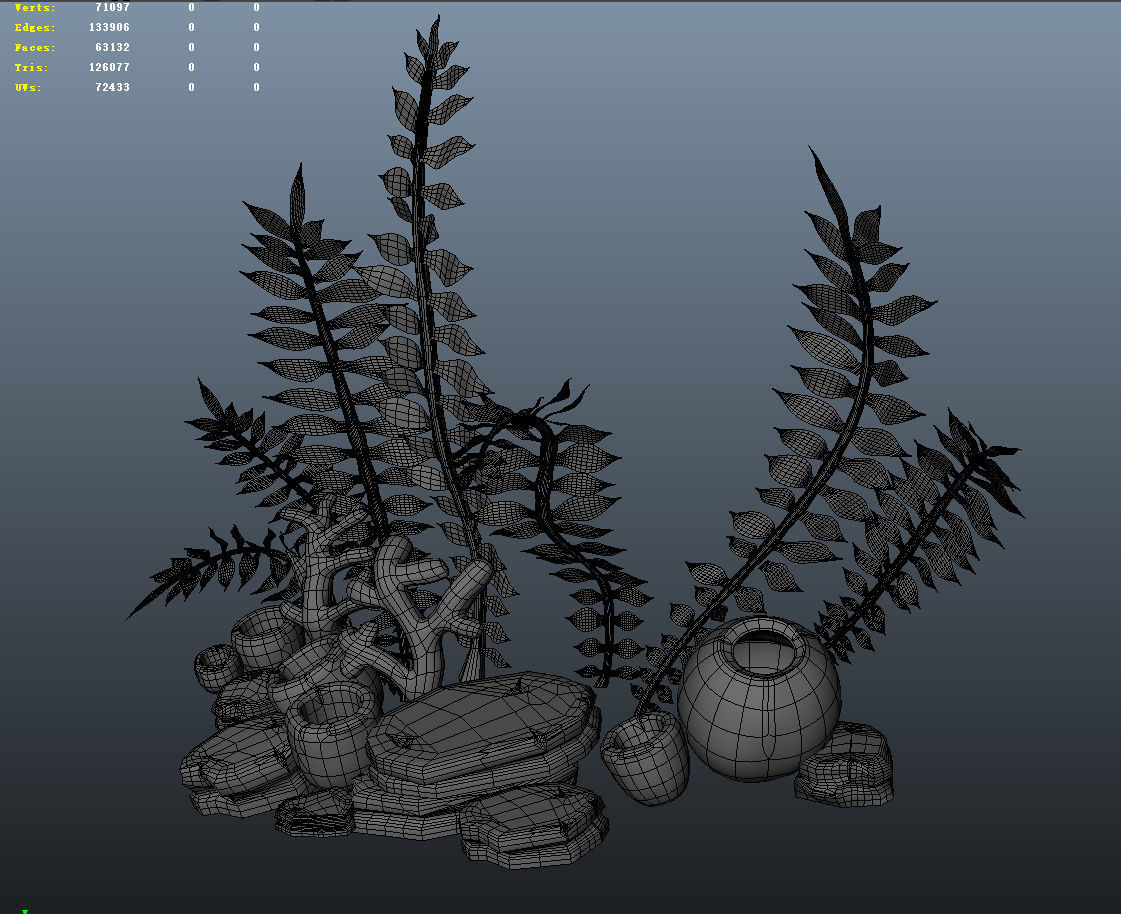 Cartoon Seaweed Set 3D model_5