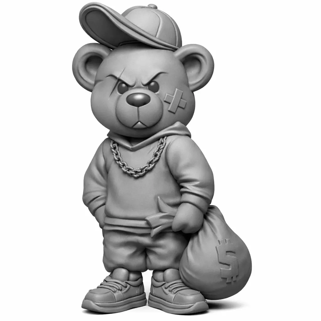 Hip Hop Teddy Bear Character 3D Model for Jewelry Pendant Design 3D print model