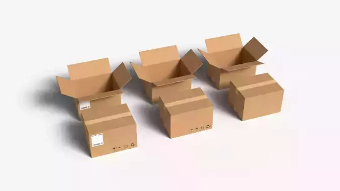 Cardboard Box  Medium  Open  Closed Mini Pack PBR
