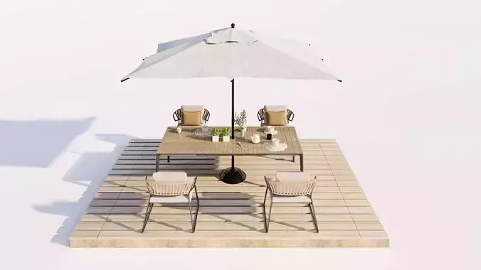 Residential Backyard Patio Dining 3D Model Pack Low-poly 3D model 4