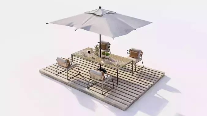 Residential Backyard Patio Dining 3D Model Pack Low-poly 3D model 5