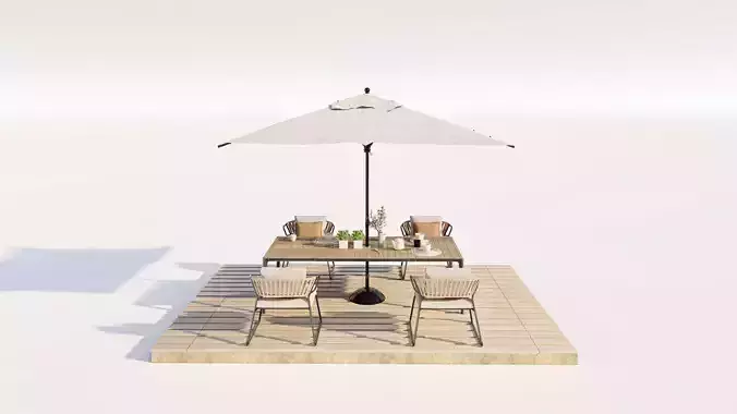 Residential Backyard Patio Dining 3D Model Pack Low-poly 3D model 3