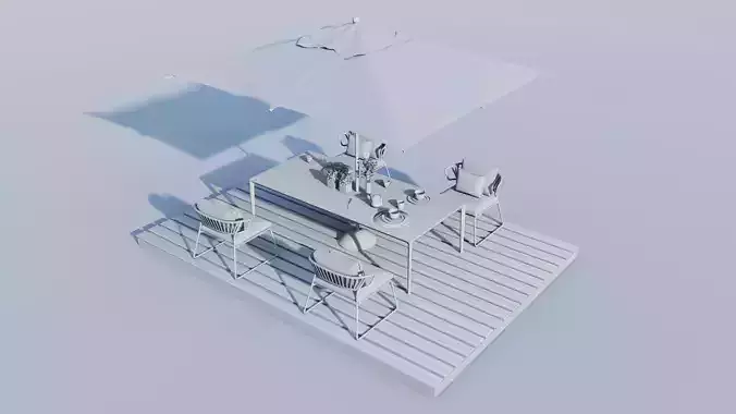 Residential Backyard Patio Dining 3D Model Pack Low-poly 3D model 2