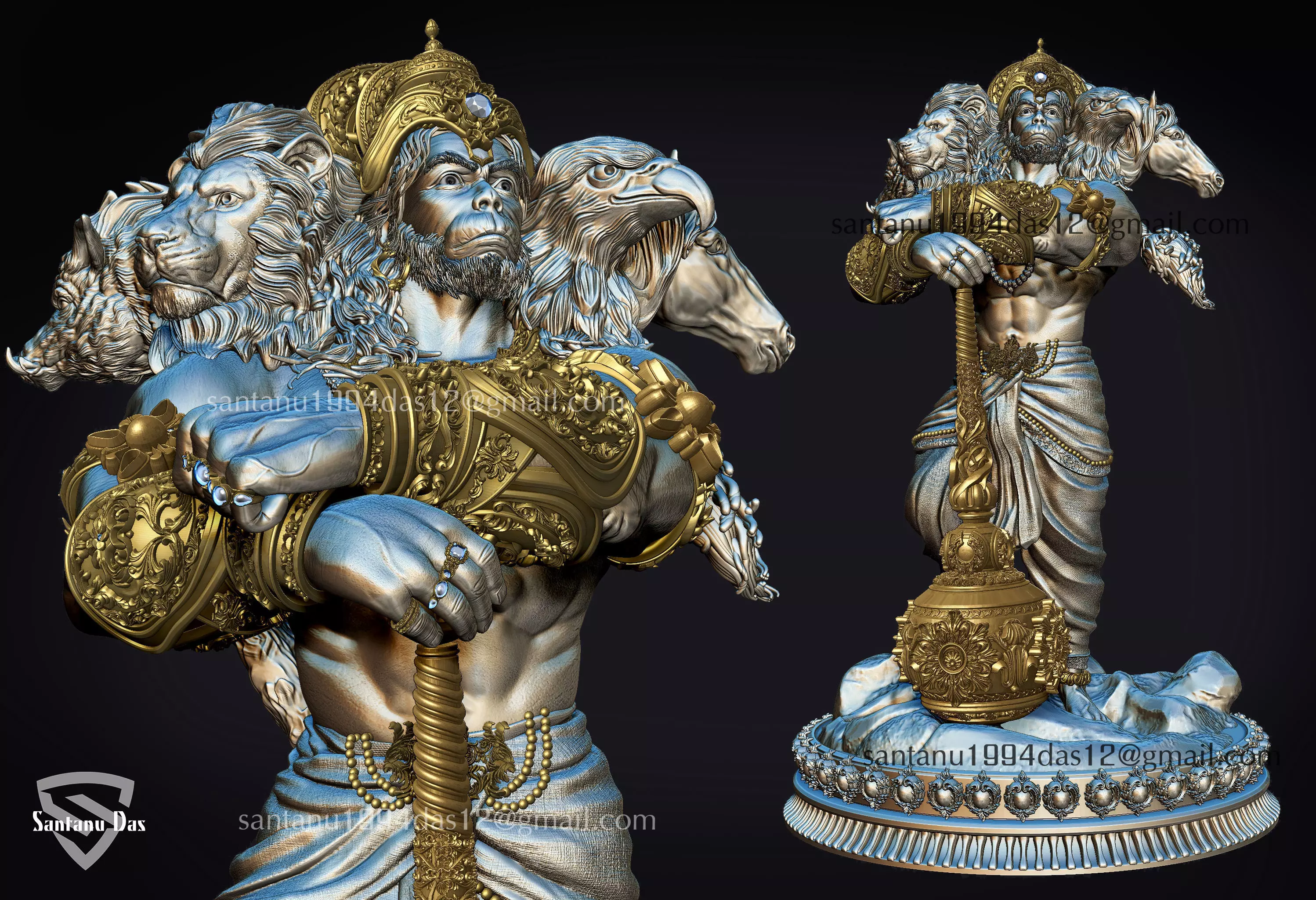 Panchamukhi Bahubali Hanuman 3D print model