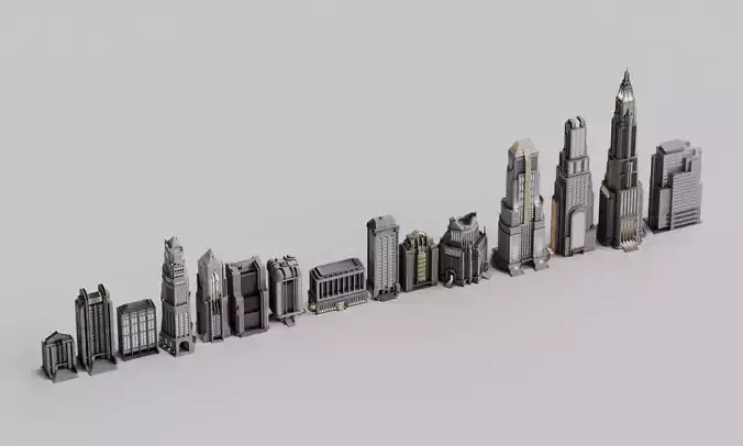 Dark Deco City Bundle 3D model 4