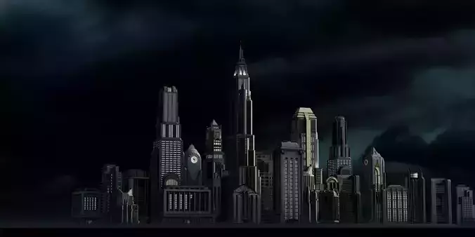 Dark Deco City Bundle 3D model 3