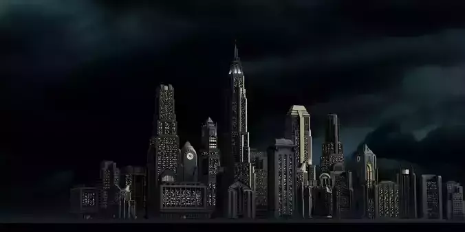 Dark Deco City Bundle 3D model 2
