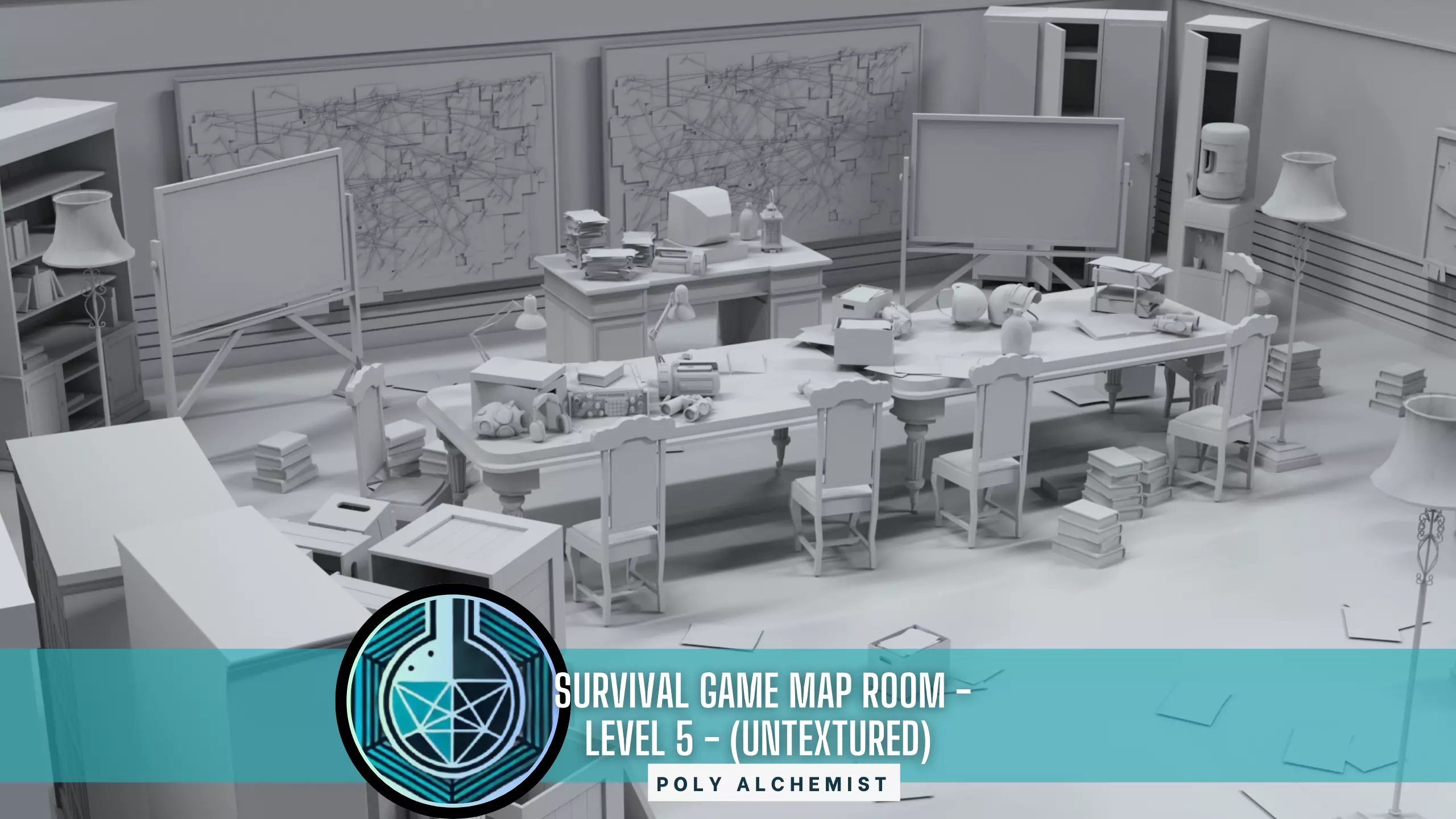 Survival Game Map Room - Level 5 - Untextured Low-poly 3D model