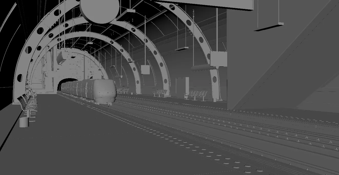 Metro Station Clean and Abandoned Version Low-poly 3D model