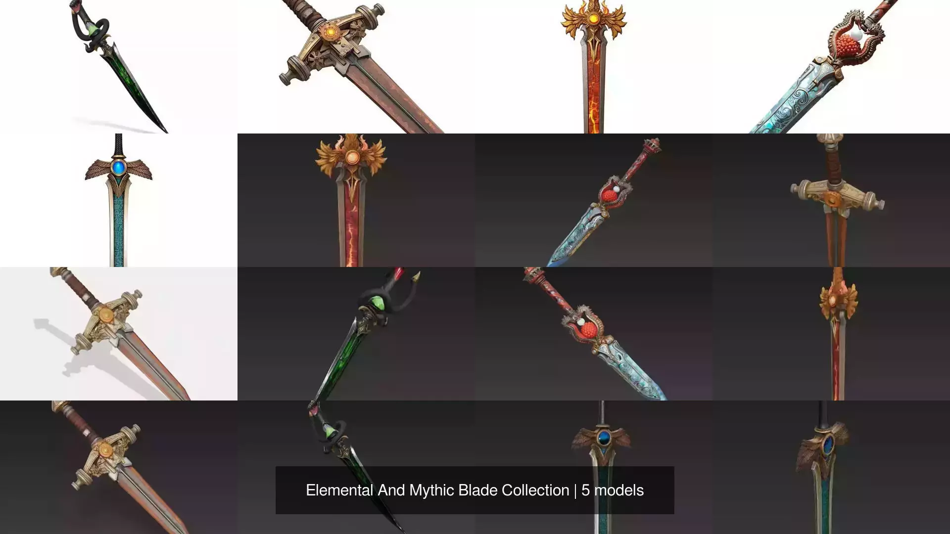 Elemental And Mythic Blade Collection 3D Model Pack
