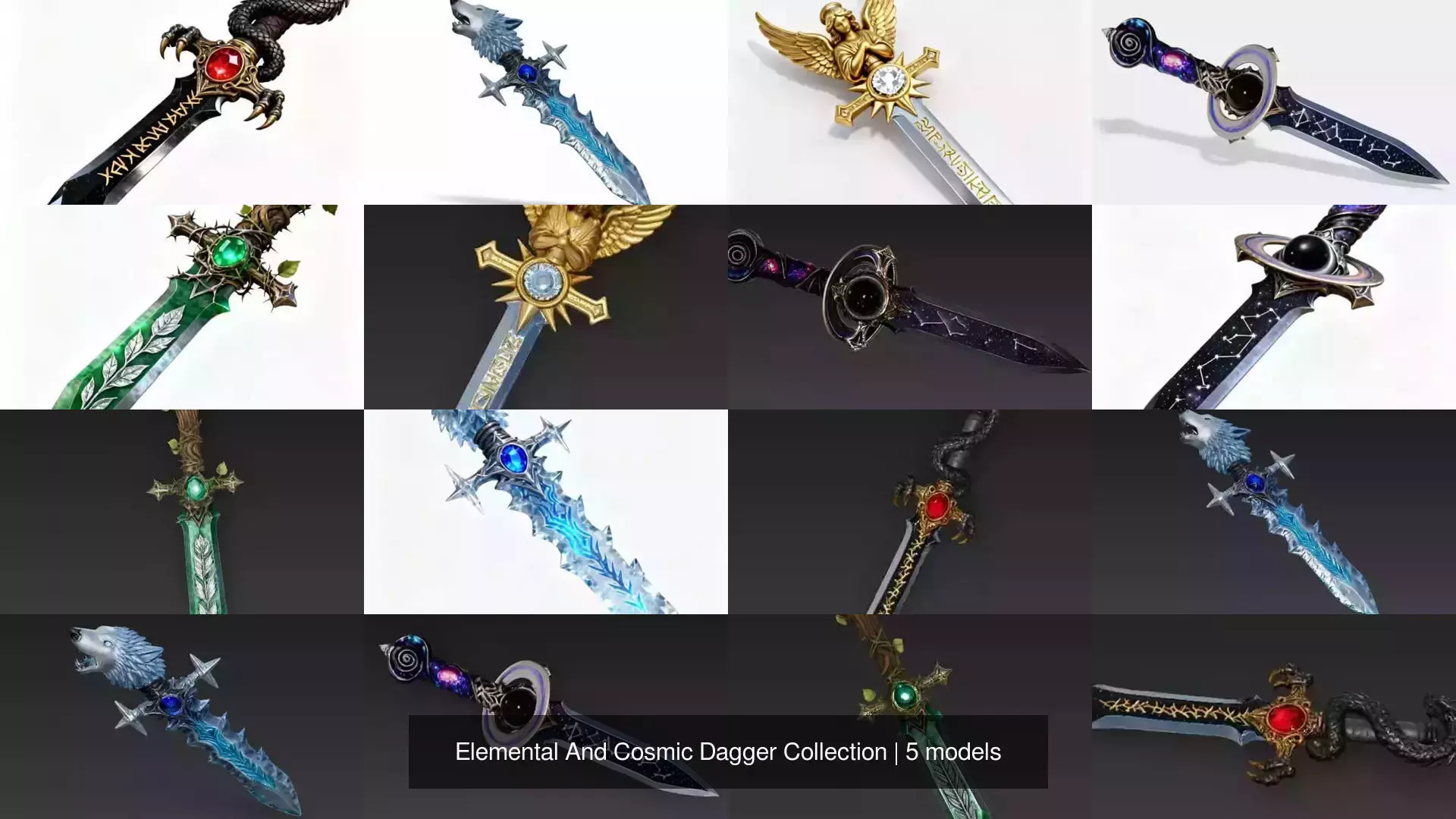 Elemental And Cosmic Dagger Collection 3D Model Pack