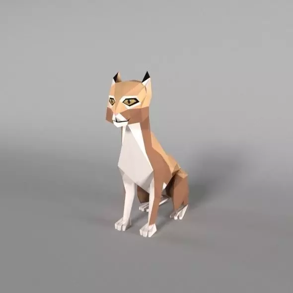 Low Poly Bobcat lynx Low-poly 3D model_0